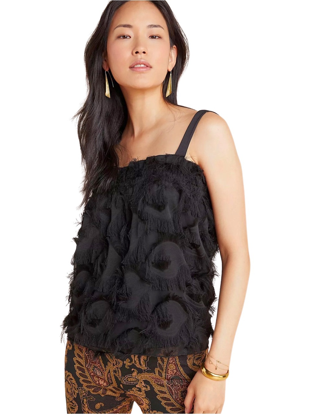 ANTHROPOLOGIE | Waverly Grey Delia Fringed Tank‎